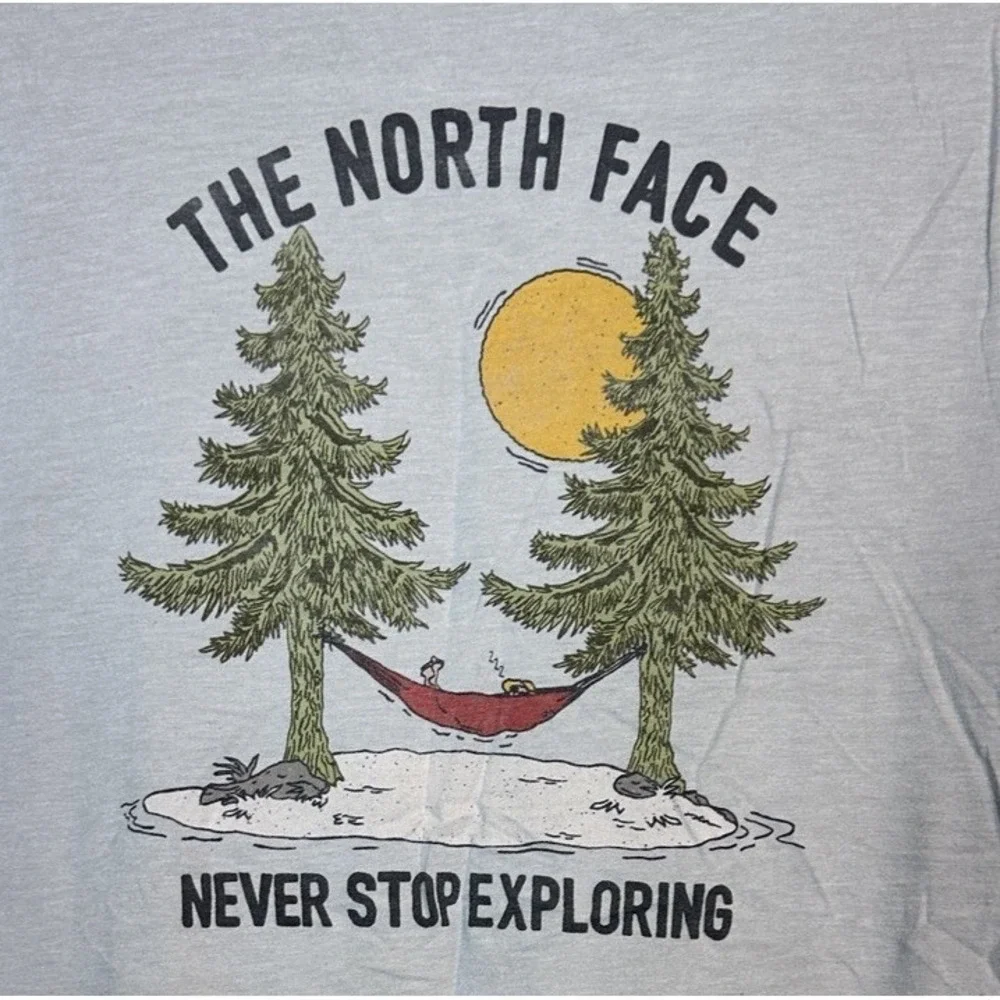 The North Face Gray Graphic Slim Fit‎ Crew Neck T-Shirt Men's M Trees Outdoor
